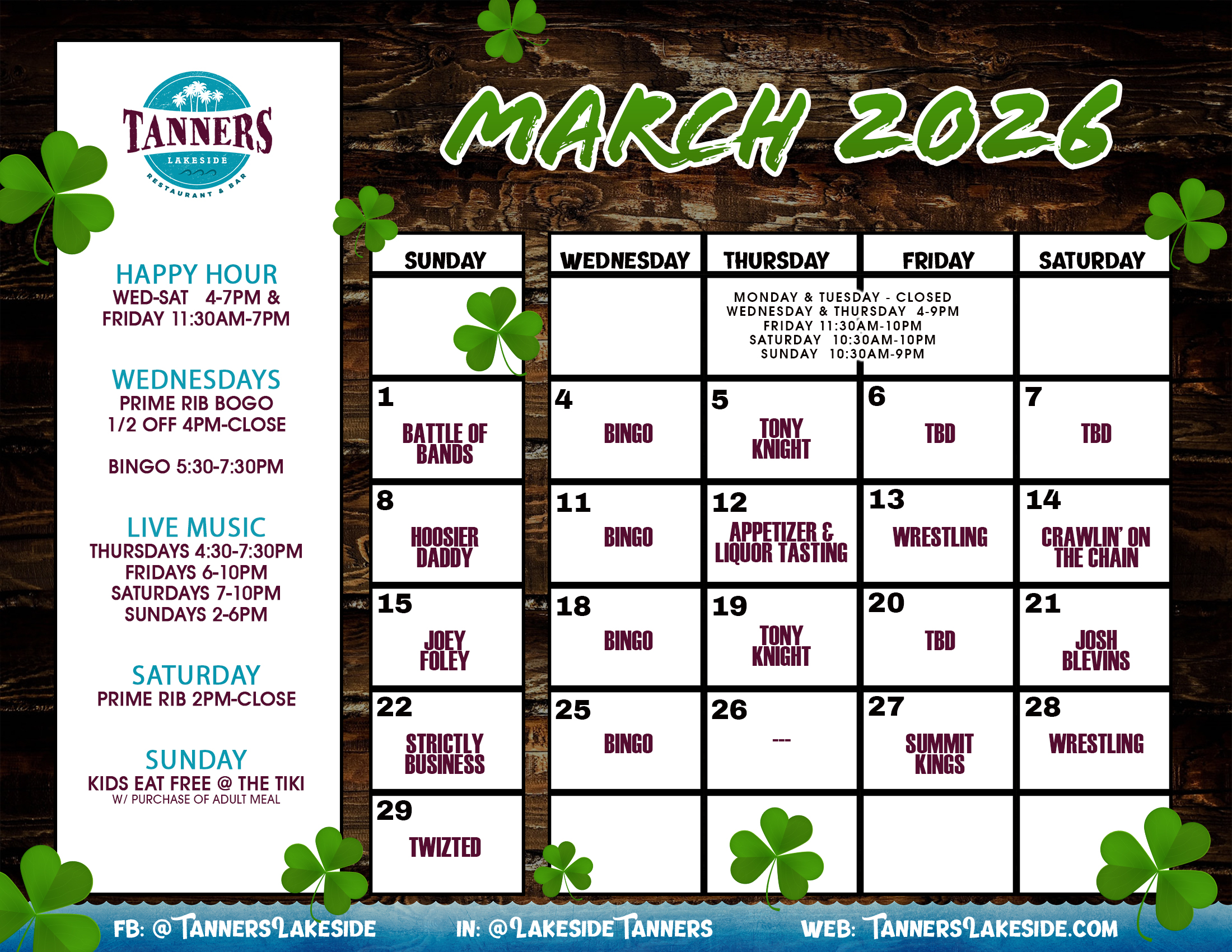 tanners calendar MARCH 26 copy