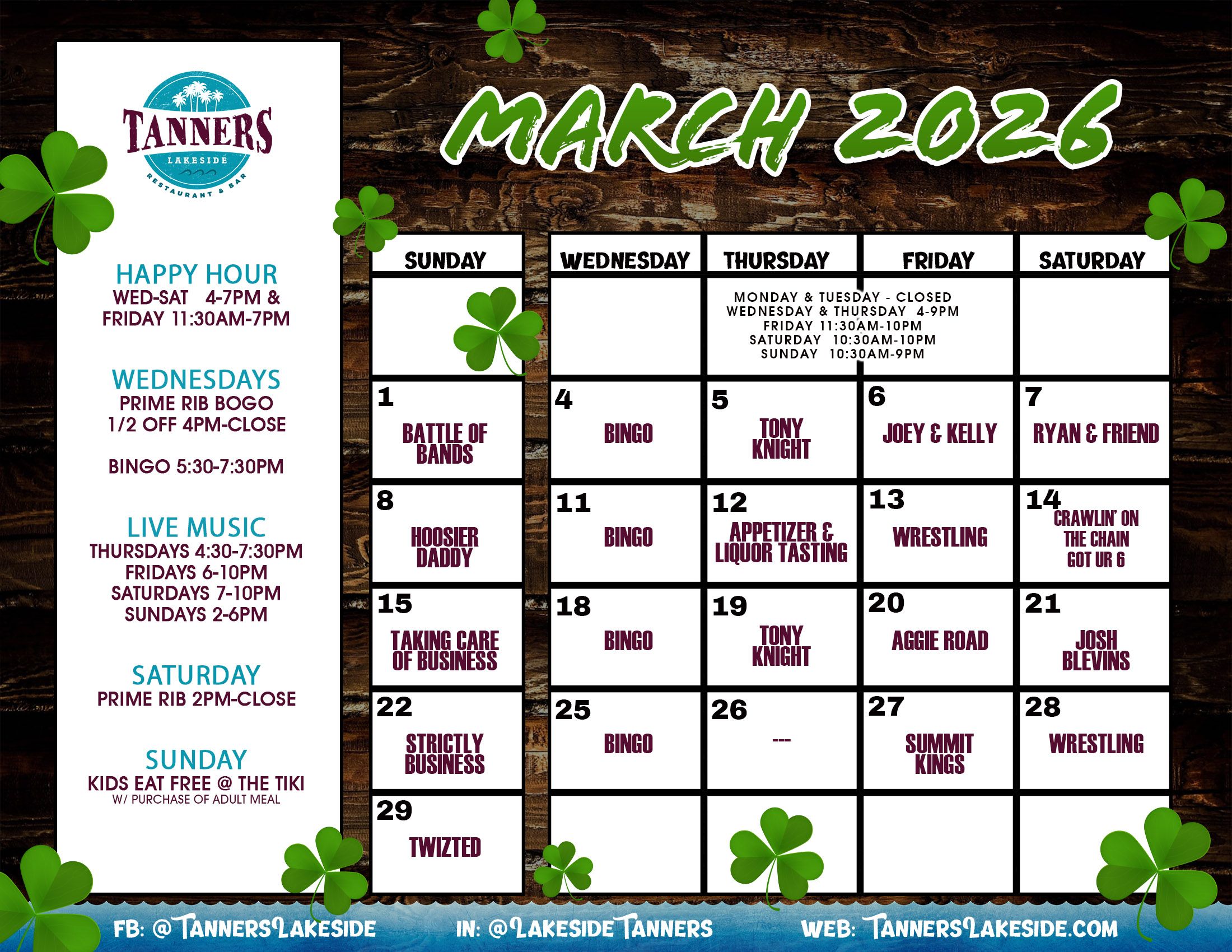 tanners calendar MARCH 26 copy